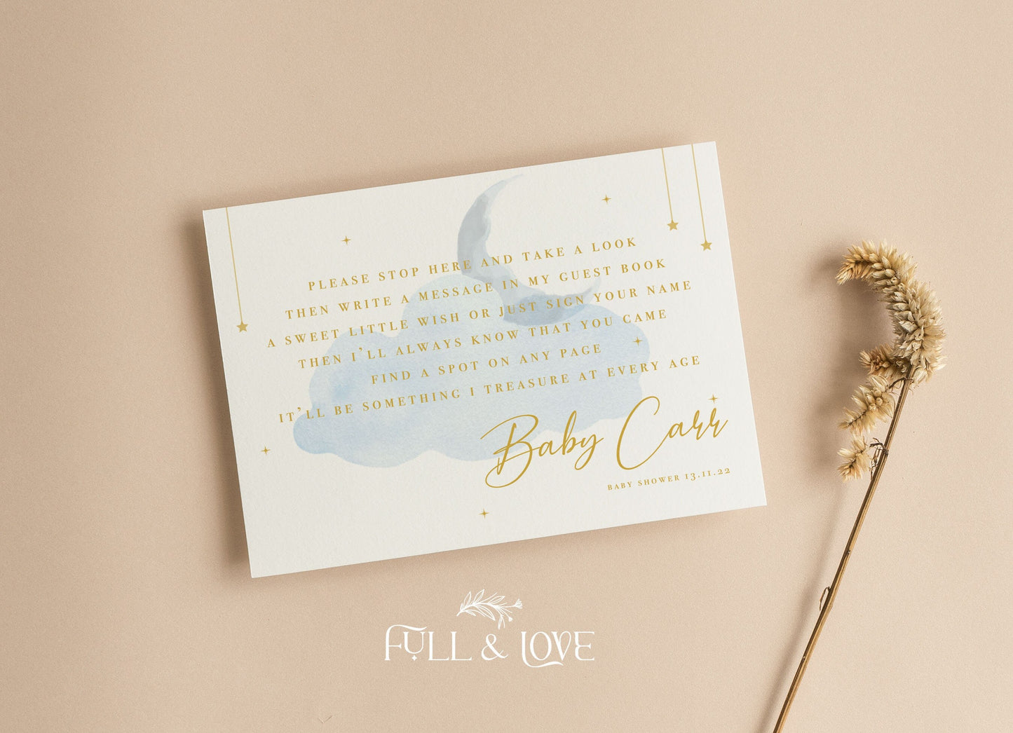 Personalised Guest Book Sign - Little Star Blue