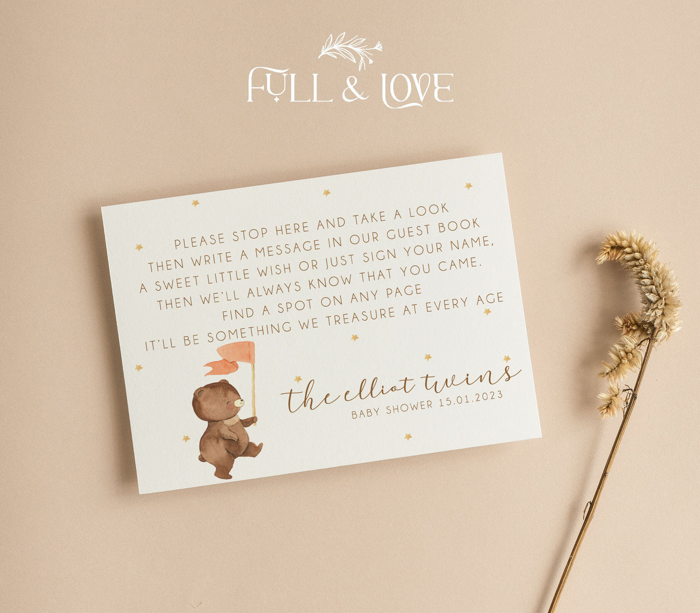 Personalised Guest Book Sign  |- Teddy Bear