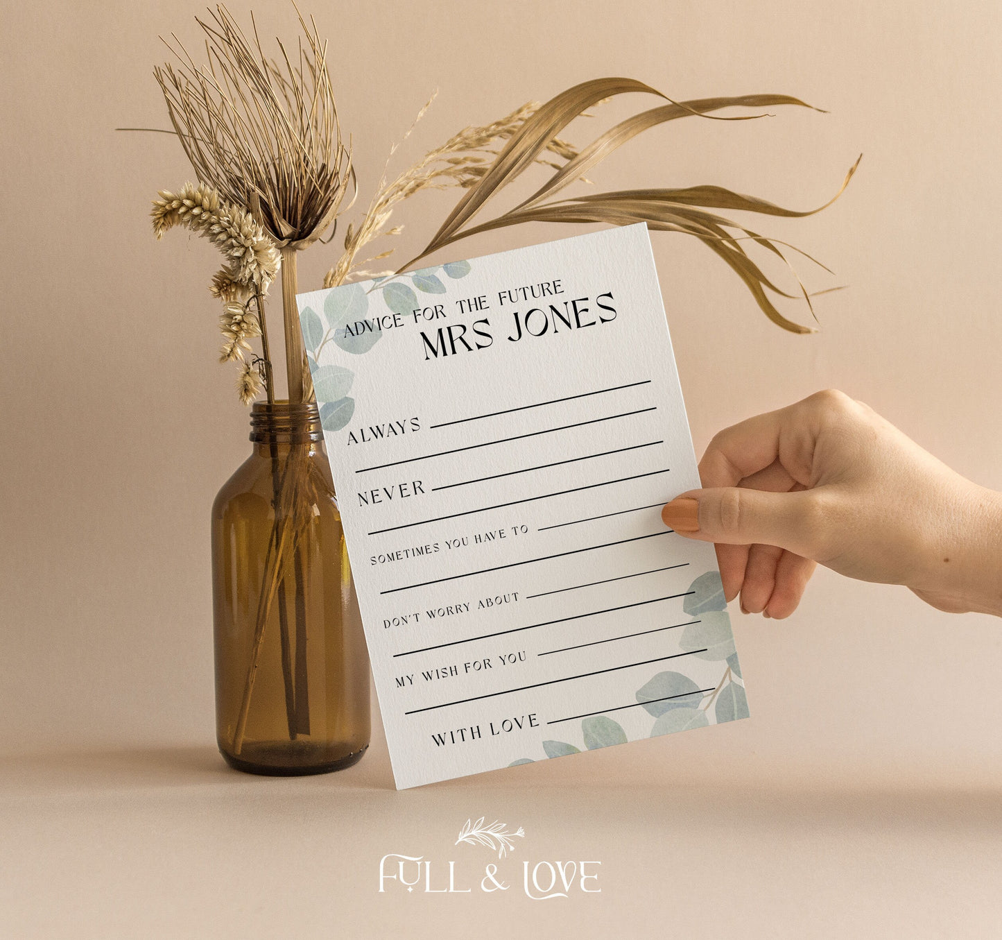 Personalised Advice for the Bride Cards - Eucalyptus