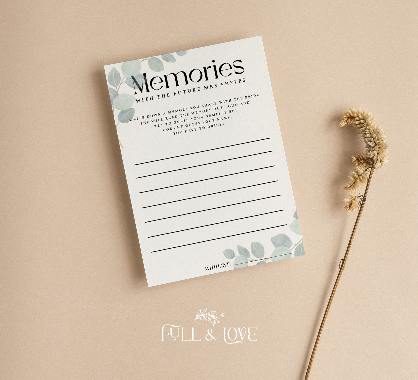 Personalised Memories With The Bride Cards - Eucalyptus