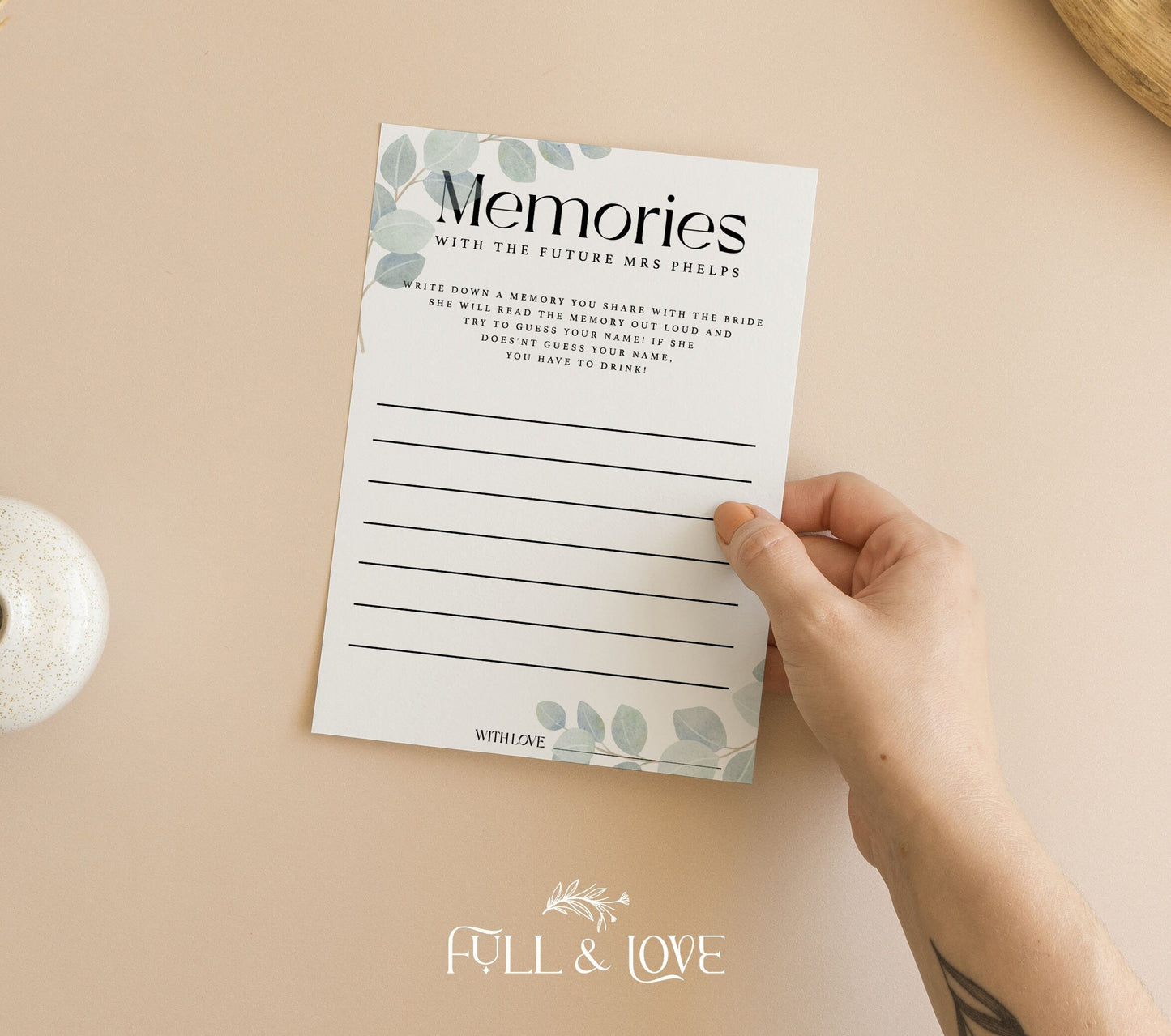 Personalised Memories With The Bride Cards - Eucalyptus