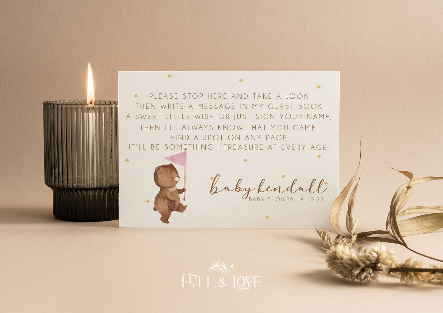 Personalised Baby Shower Guest Book Sign  - Teddy Bear