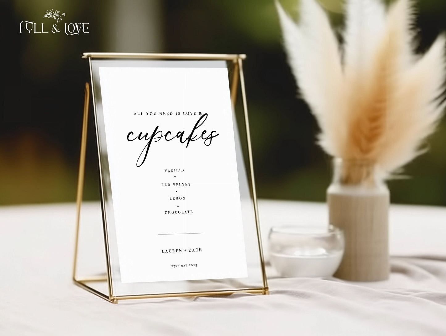 Personalised Cupcake Menu Sign - Wedding