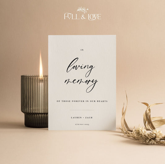 Personalised In Loving Memory Wedding Sign