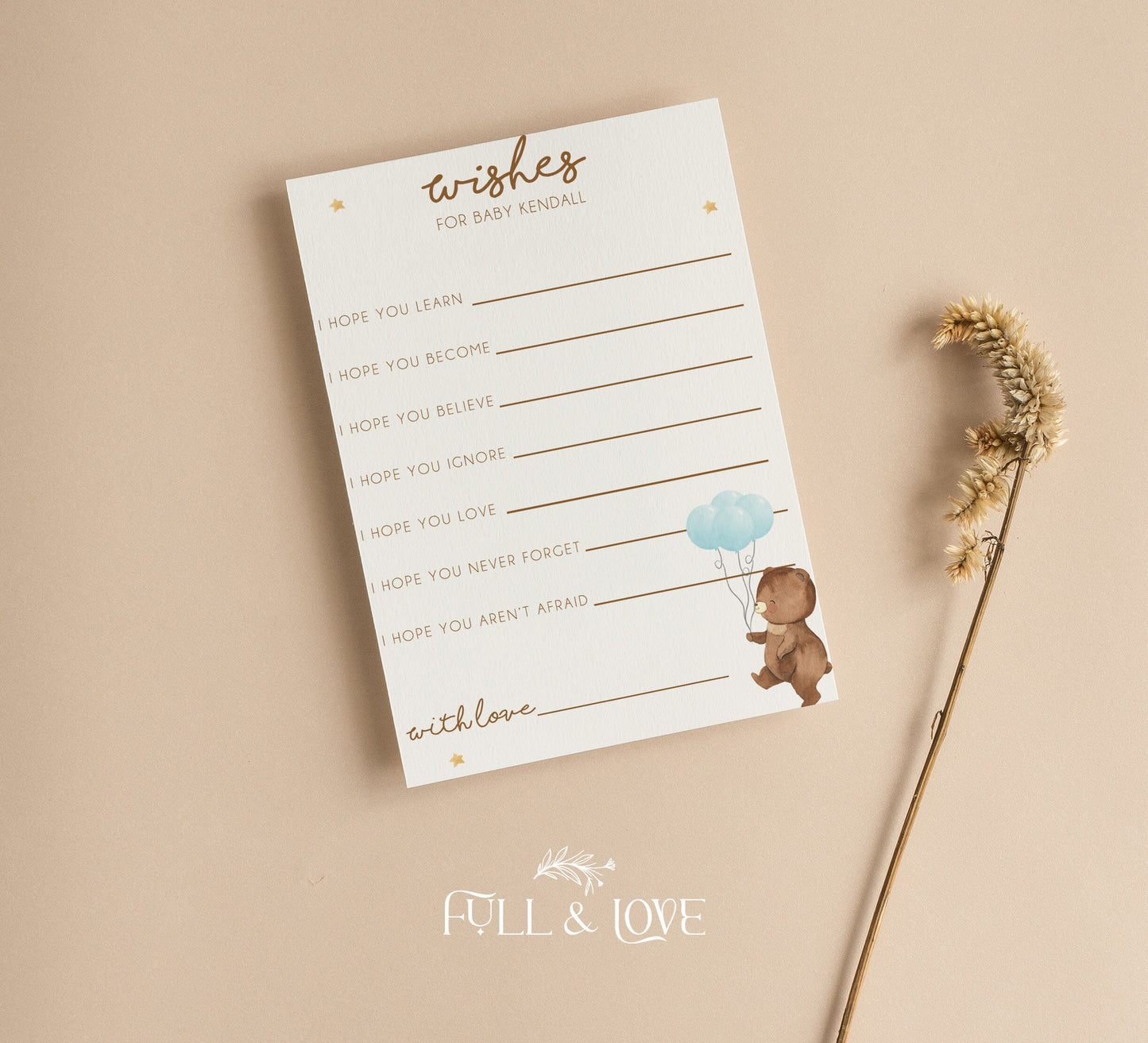 Personalised Wishes For Baby Baby Shower Cards - Teddy Bear