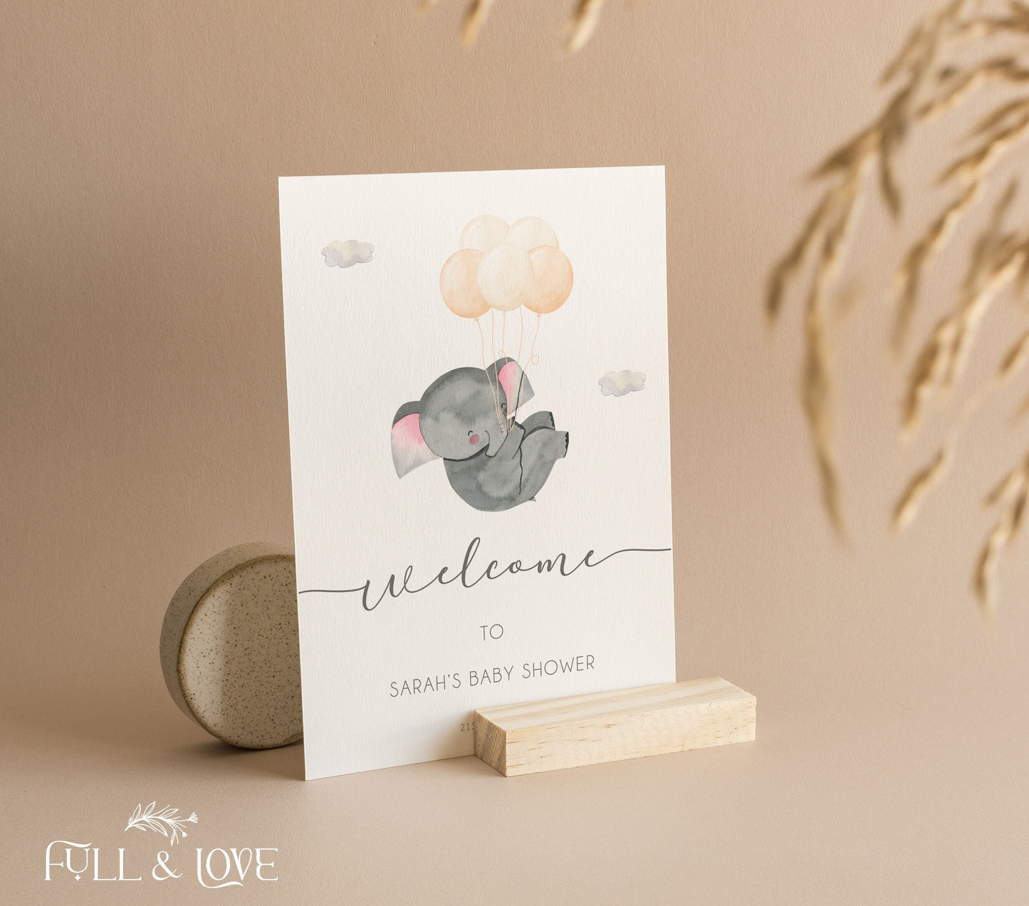 Personalised Baby Shower Welcome Sign - Elephant