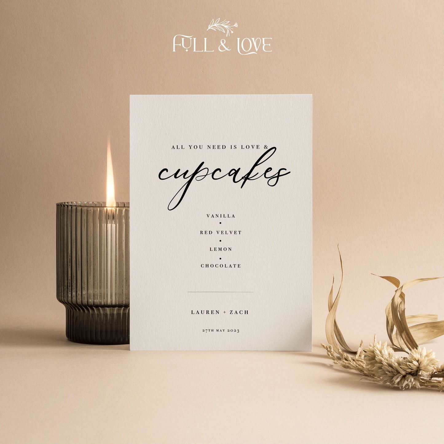 Personalised Cupcake Menu Sign - Wedding