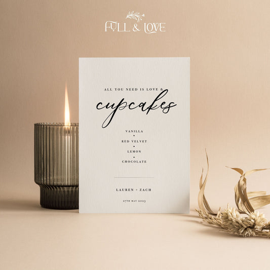 Personalised Cupcake Menu Sign - Wedding