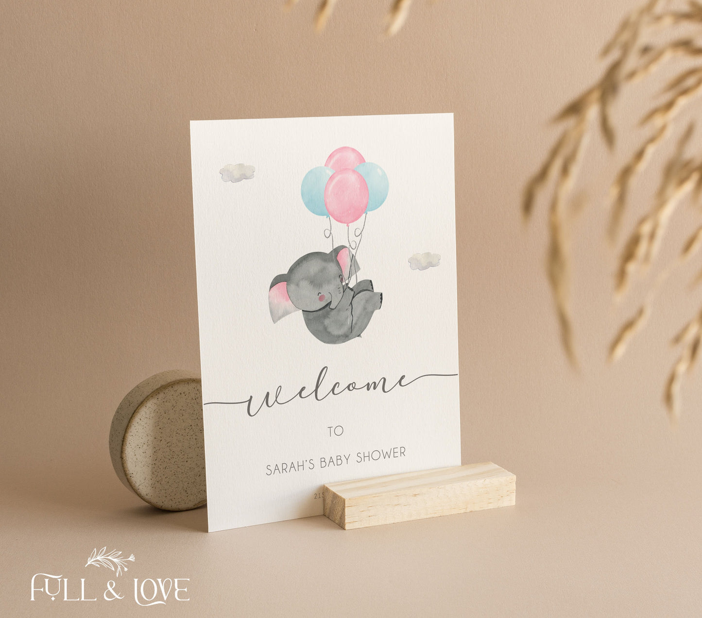 Personalised Baby Shower Welcome Sign - Elephant