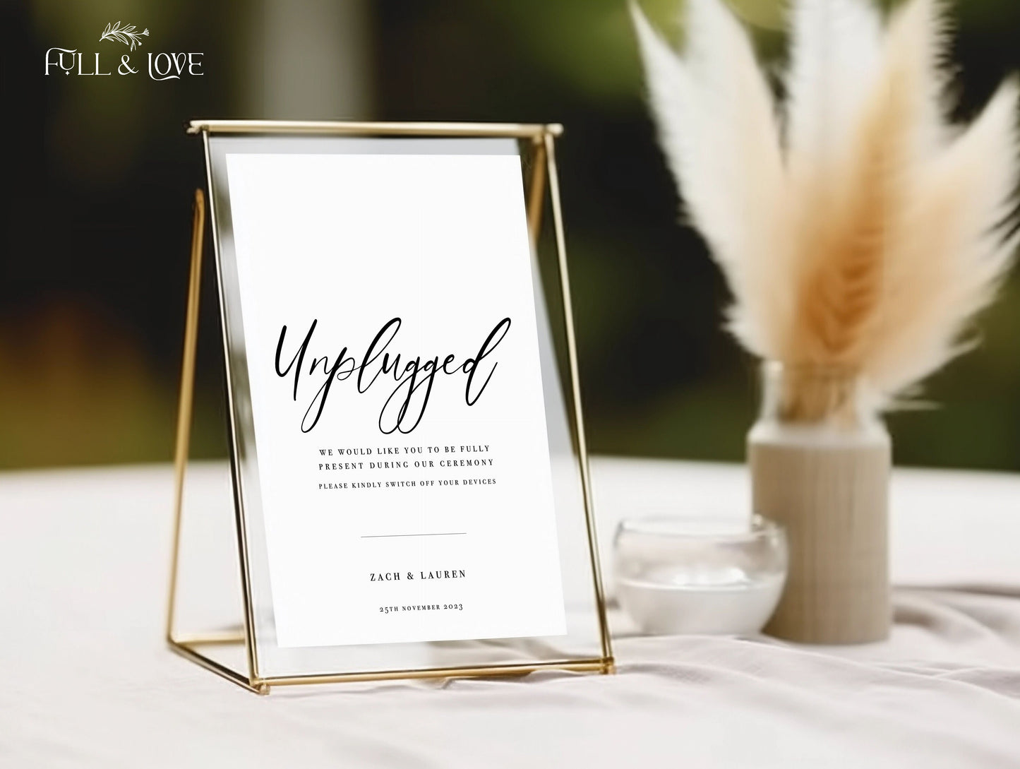 Personalised Unplugged Wedding Ceremony Sign | Wedding Signs | No Phones | Please switch off your Phone | Minimalist | Modern  | W101