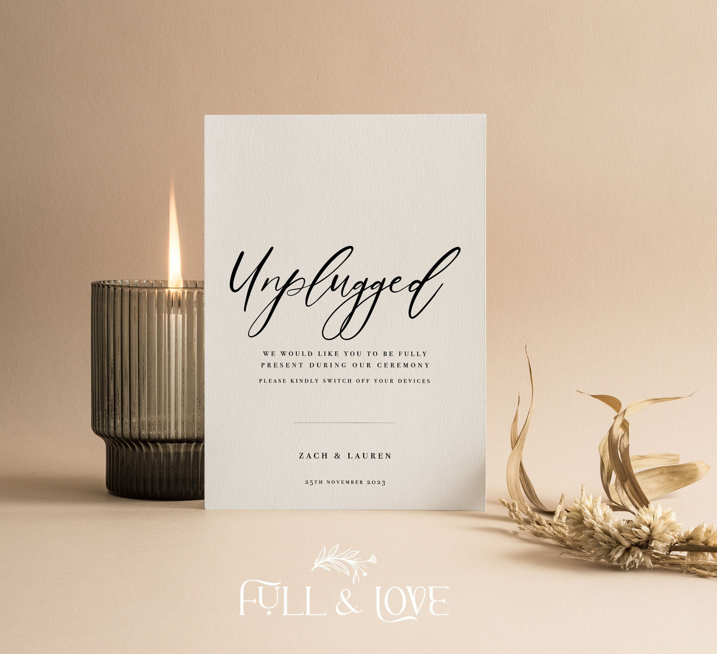 Personalised Unplugged Wedding Ceremony Sign | Wedding Signs | No Phones | Please switch off your Phone | Minimalist | Modern  | W101