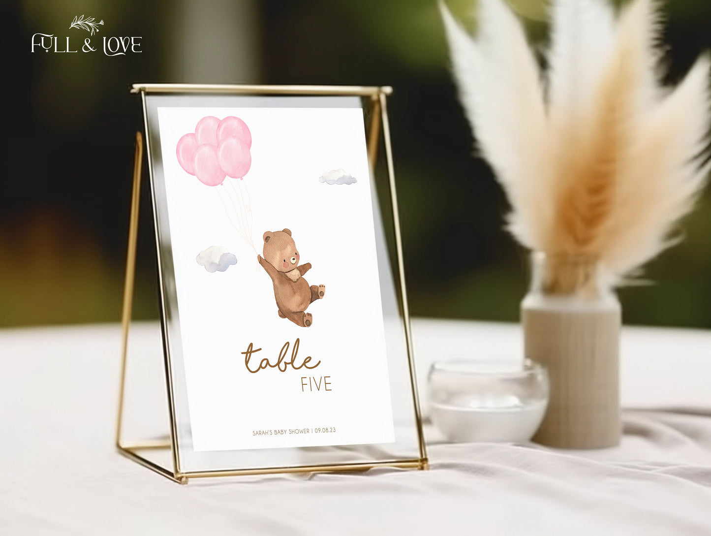 Personalised Baby Shower Table Numbers - Teddy Bear