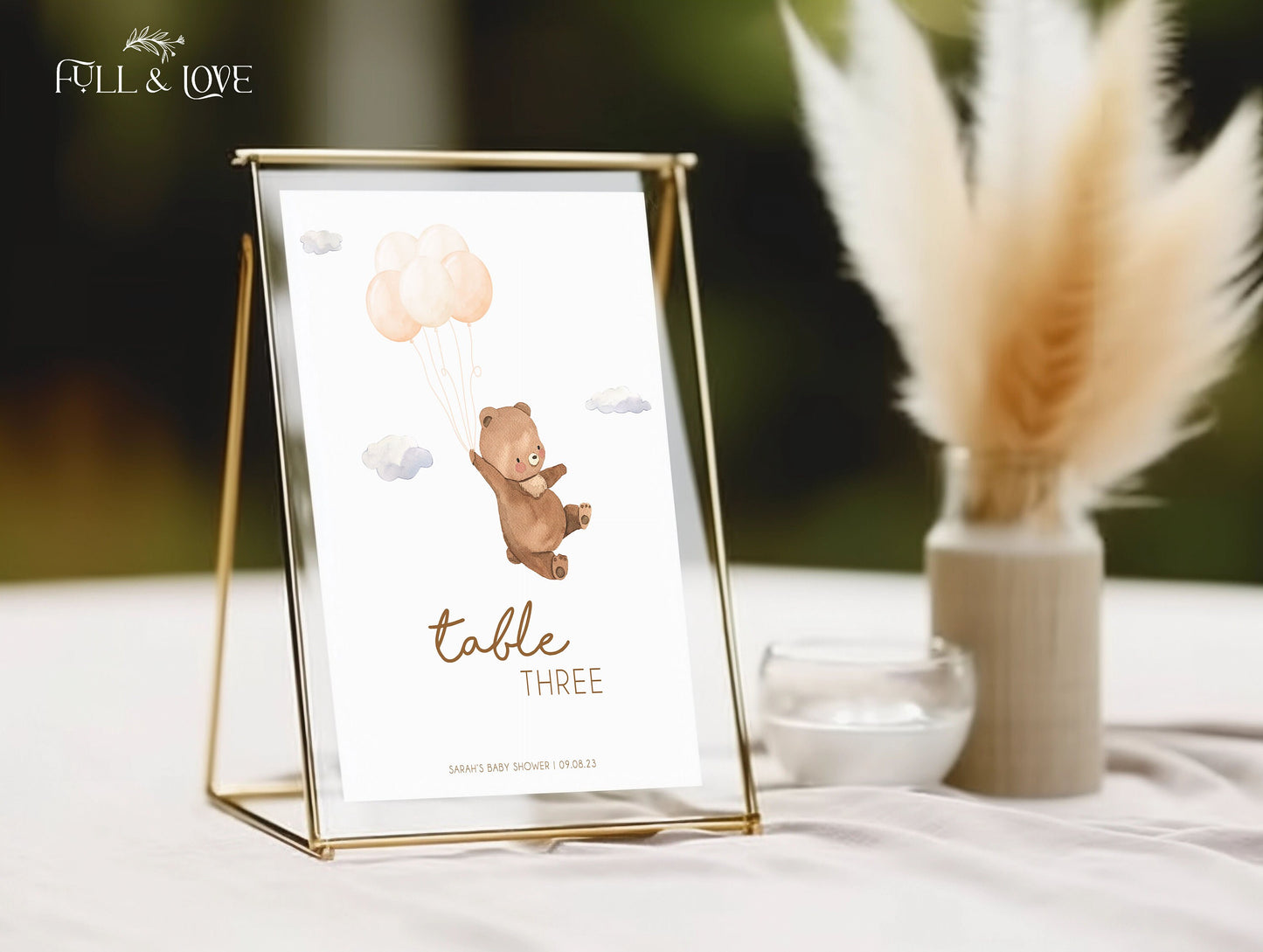 Personalised Baby Shower Table Numbers - Teddy Bear