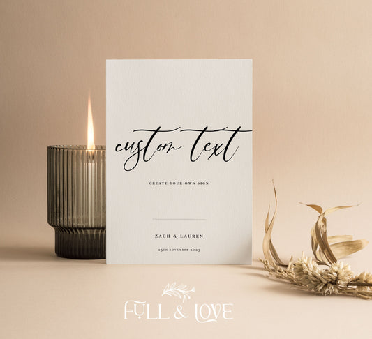 Personalised Custom Wedding Sign - Add your own Text