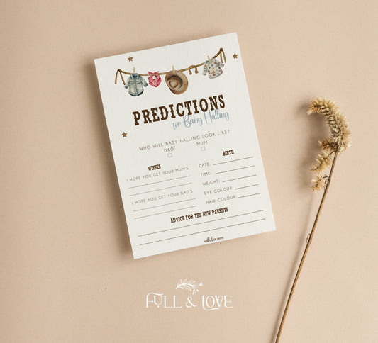 Personalised Predictions For Baby Shower Cards - Cowboy/Cowgirl