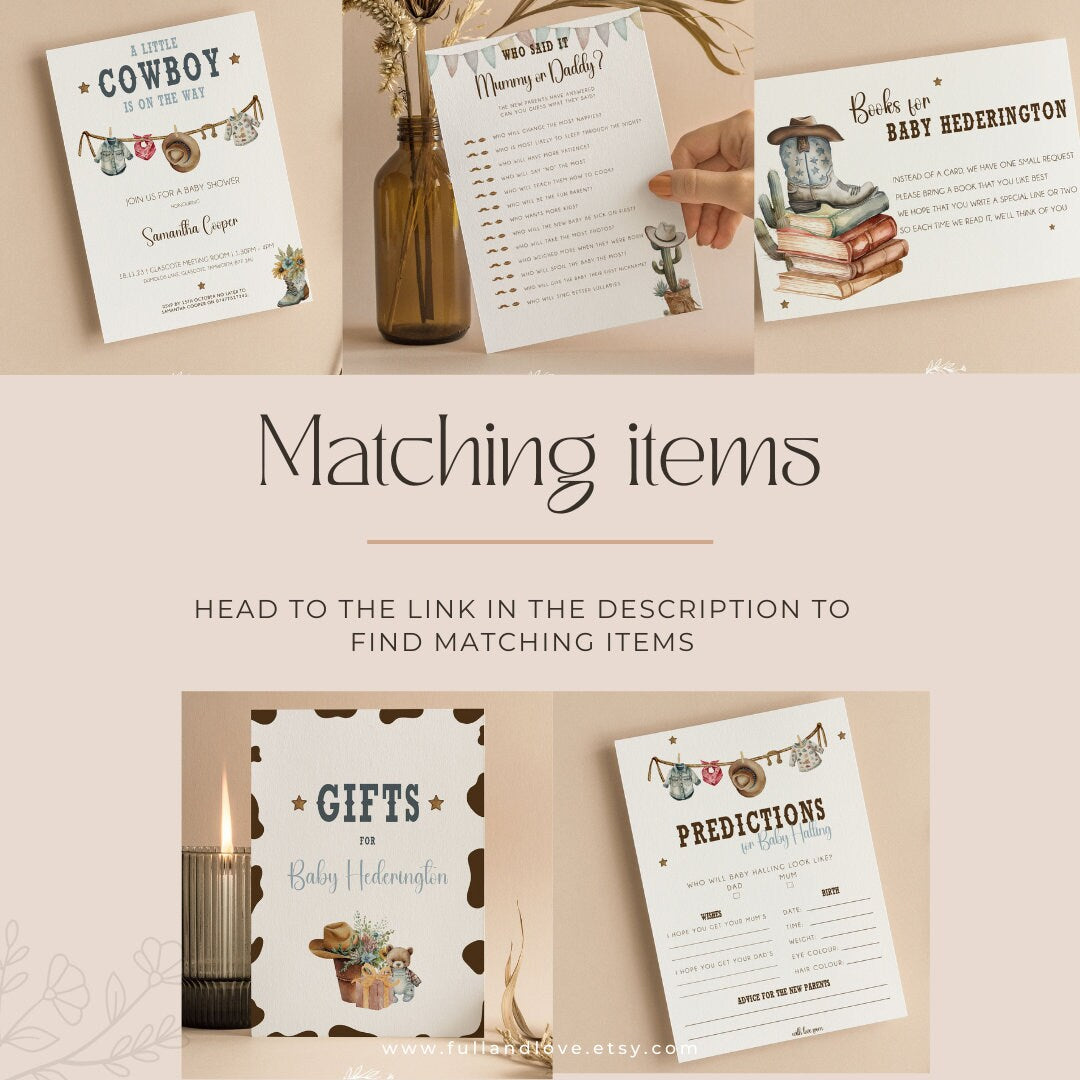 Personalised Baby Shower Invitations  - Cowboy/Cowgirl
