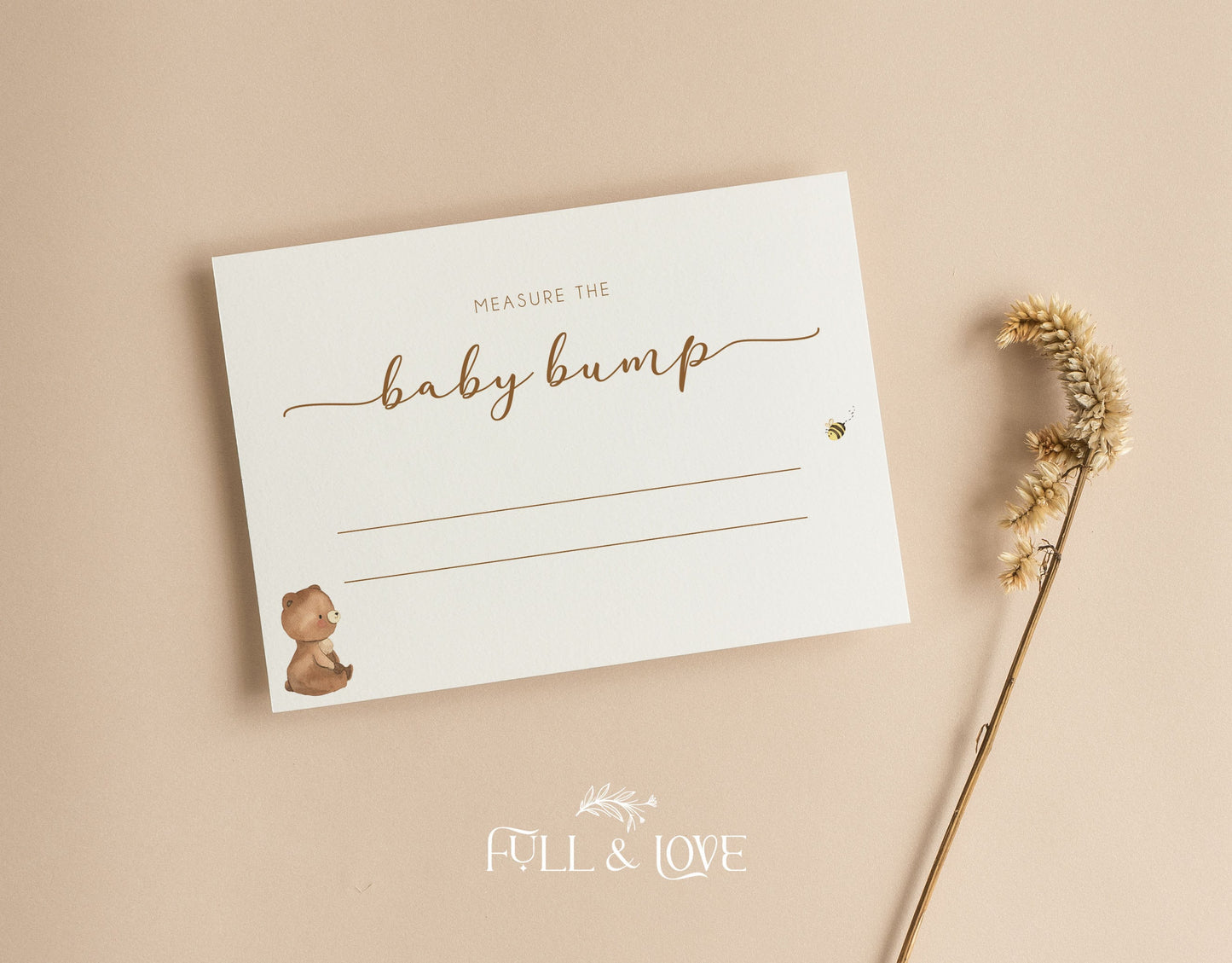 Measure the Baby Bump Cards | How Big Is Mummys Belly | Baby Shower Games | Teddy Bear |  Gender Neutral | Sprinkle | Games | T101