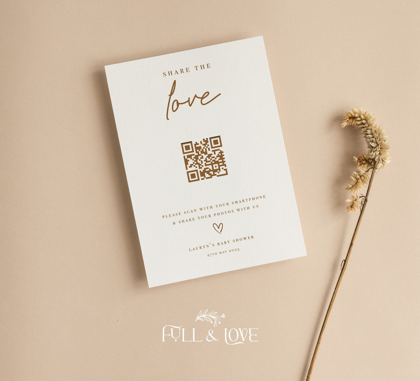 Personalised Share the Love QR Code Sign  - Minimalist