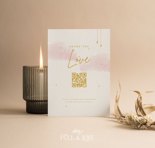 Personalised Share the Love QR Code Print  - Little Star Pink