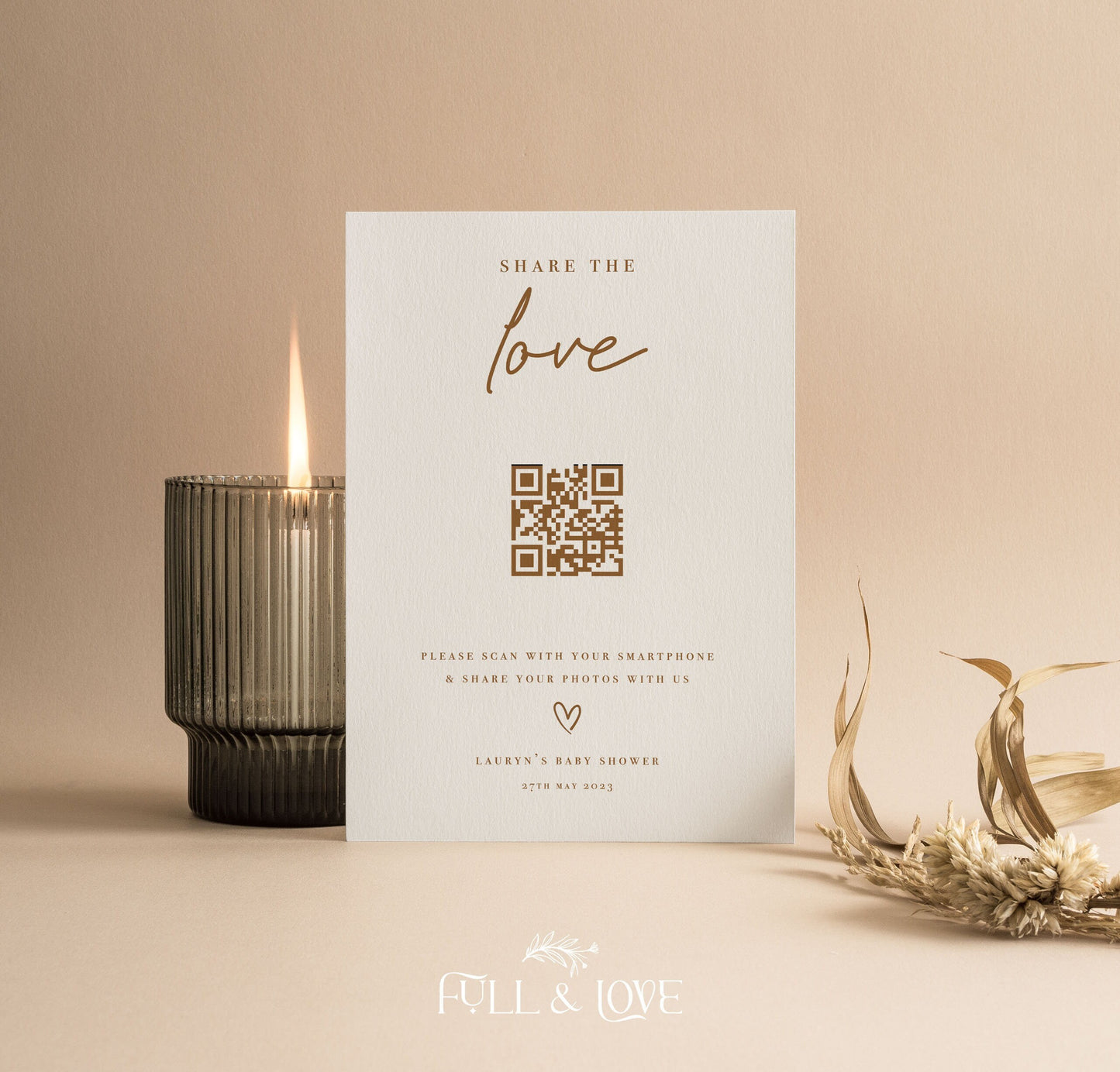 Personalised Share the Love QR Code Sign  - Minimalist