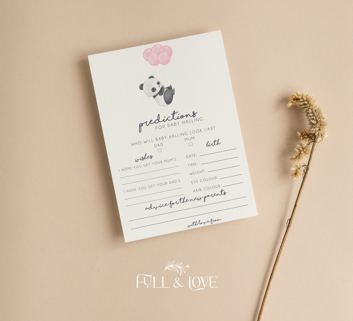 Personalised Predictions For Baby Shower Cards - Panda